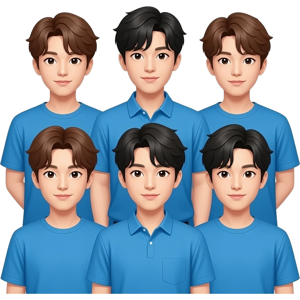 crea un emoji de bts con camisa azul emoji