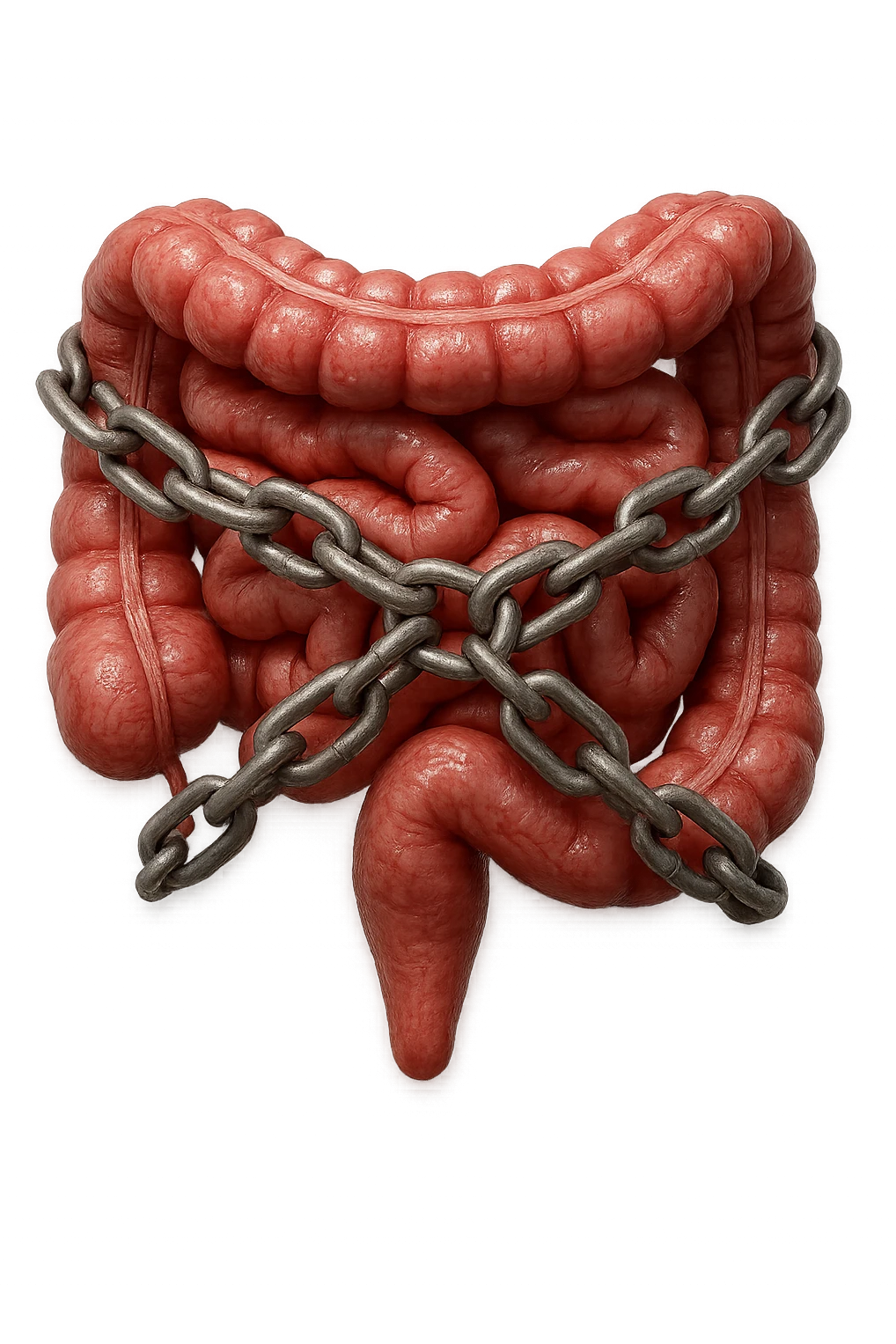 INTESTINO UMANO ANATOMICO REALISTICO CHIUSO DA CATENA TUTTA INTORNO E LUCCHETTO, IPERREALISTICO 4K emoji