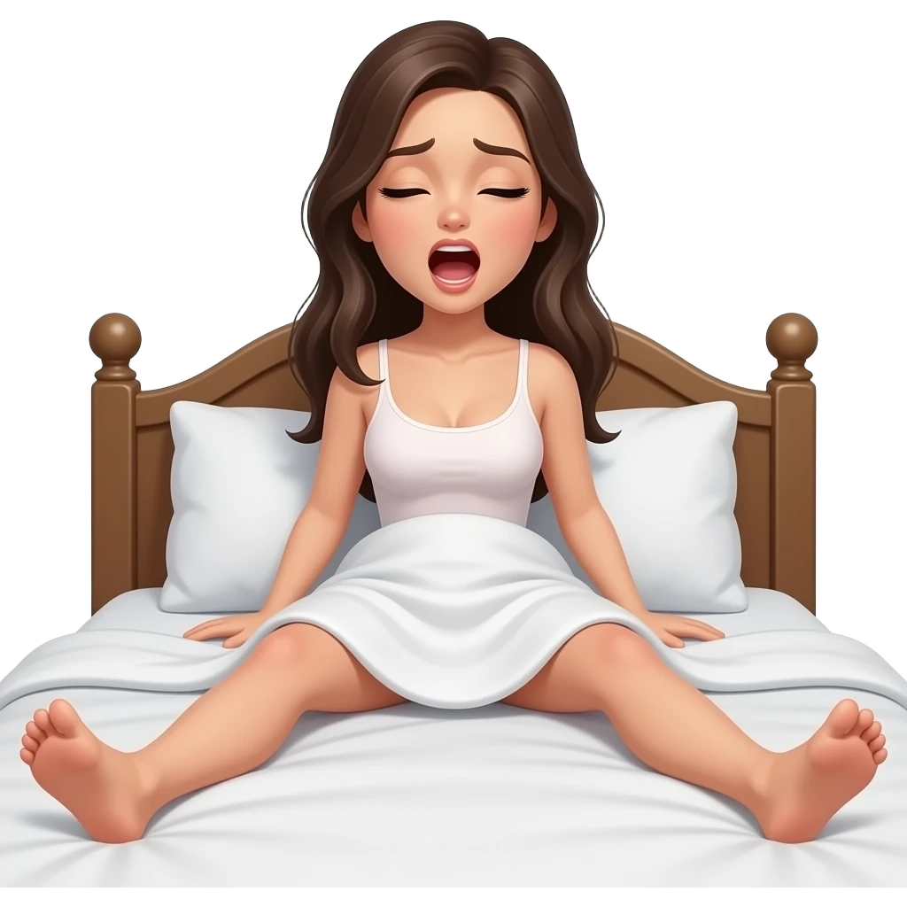 girl nude naked moaning sex boobs on the bed spreading legs emoji