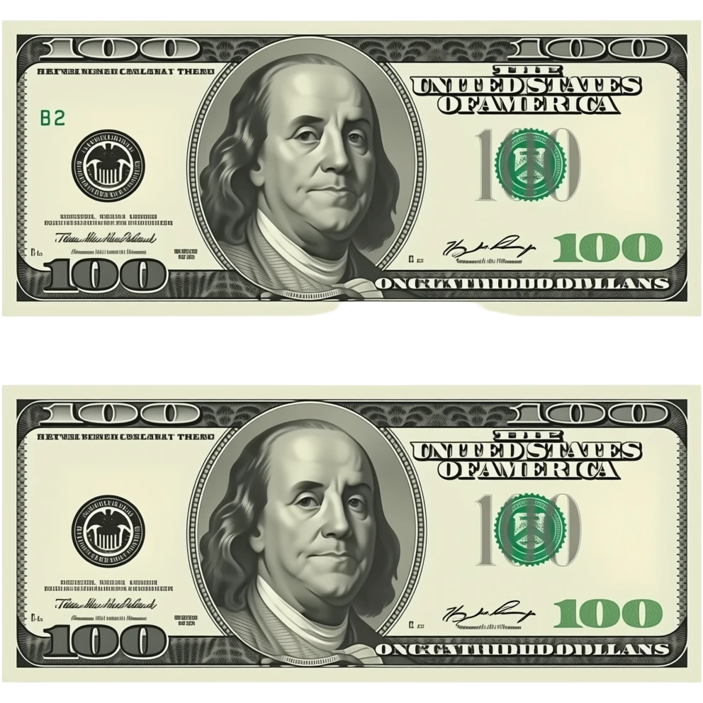 two $100 bills emoji