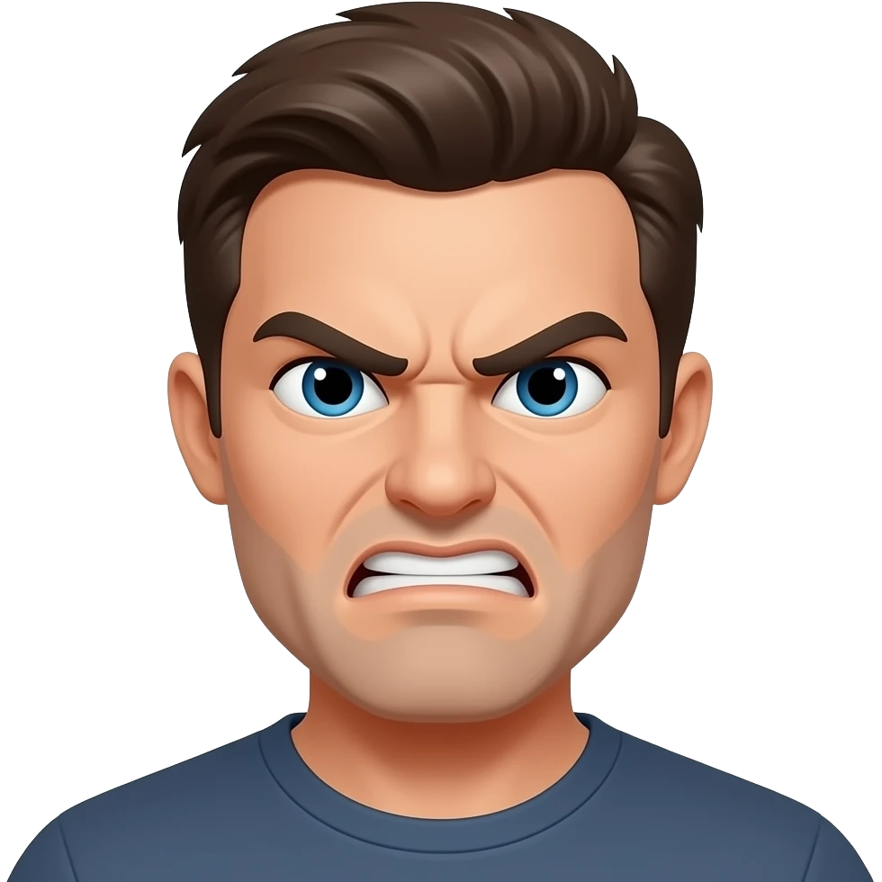 a man with an angry face emoji