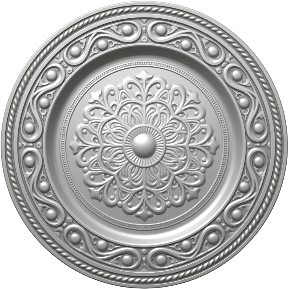 Круглая плоская Серебряная резная тарелка emoji