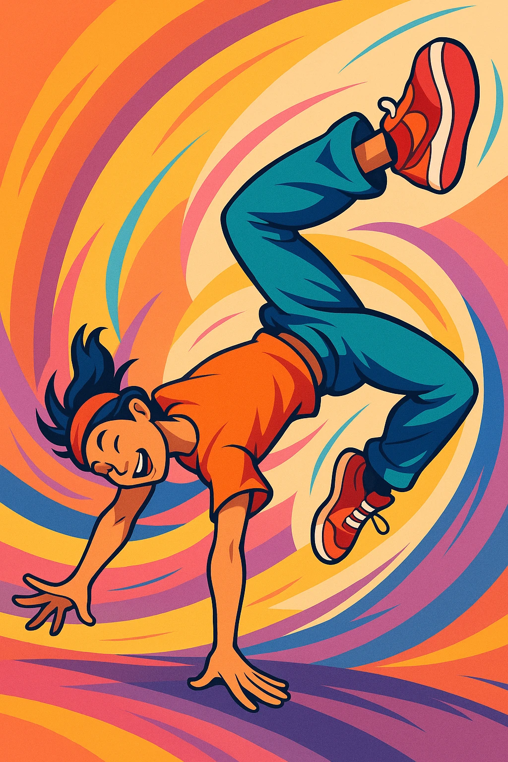 illustration of a person performing acrobatic moves, style 3 emoji