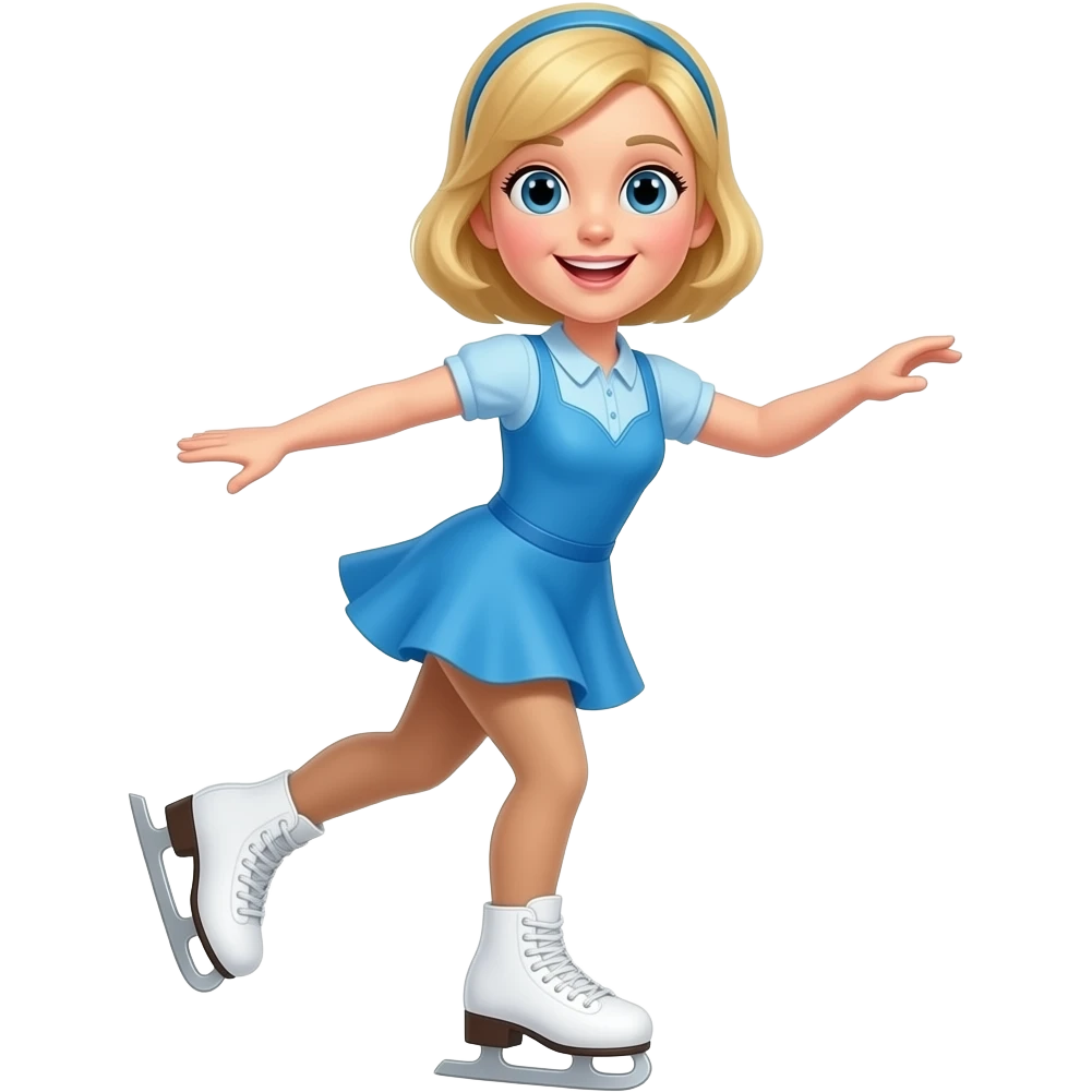 peanuts cartoon lucy skating with blue dress and white skates emoji