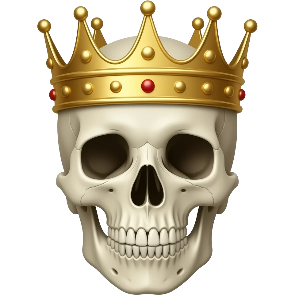Calavera con corona de lado viendo de frente emoji