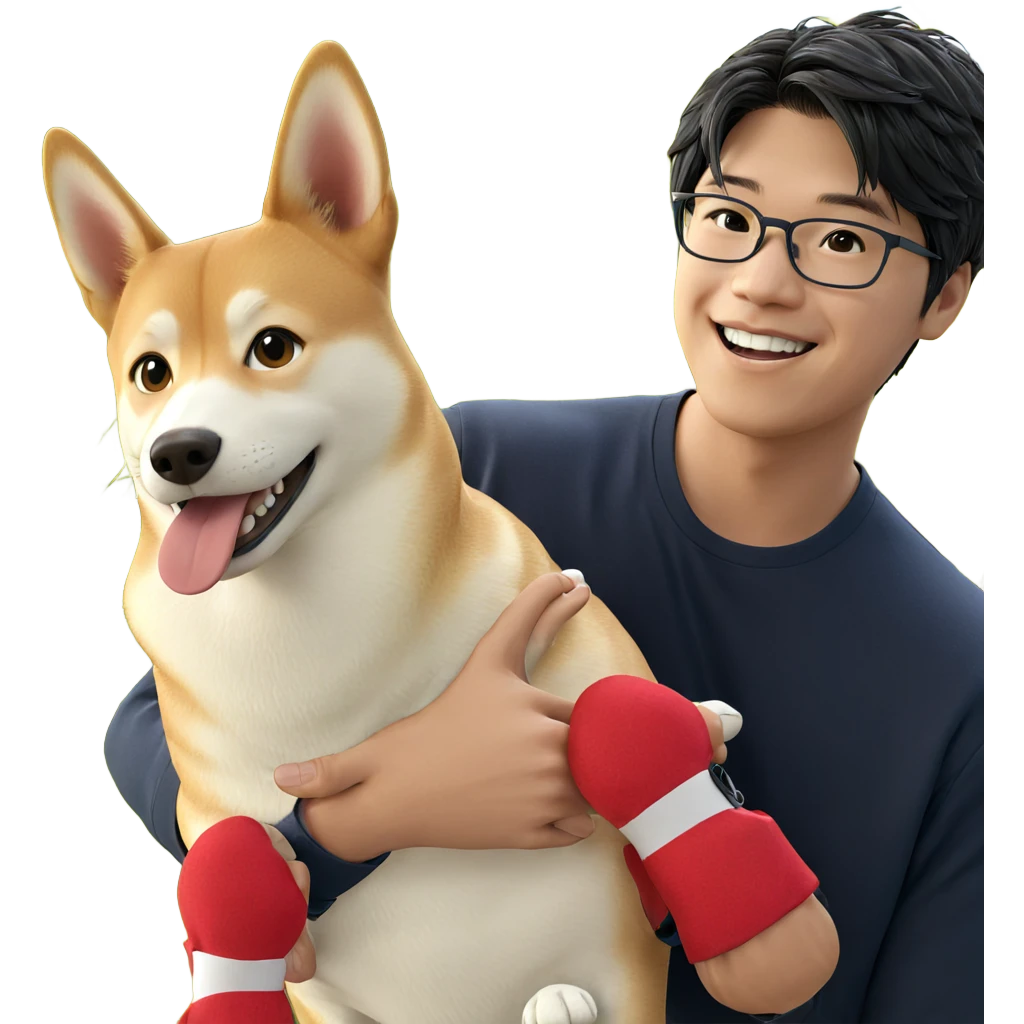 playful boy with shiba inu emoji