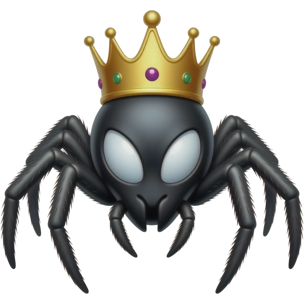 Make an black widow spider with an crown emoji