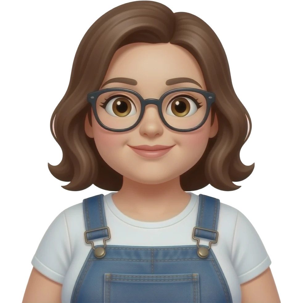 White fat woman with brown hair wearing glasses and jeans emoji