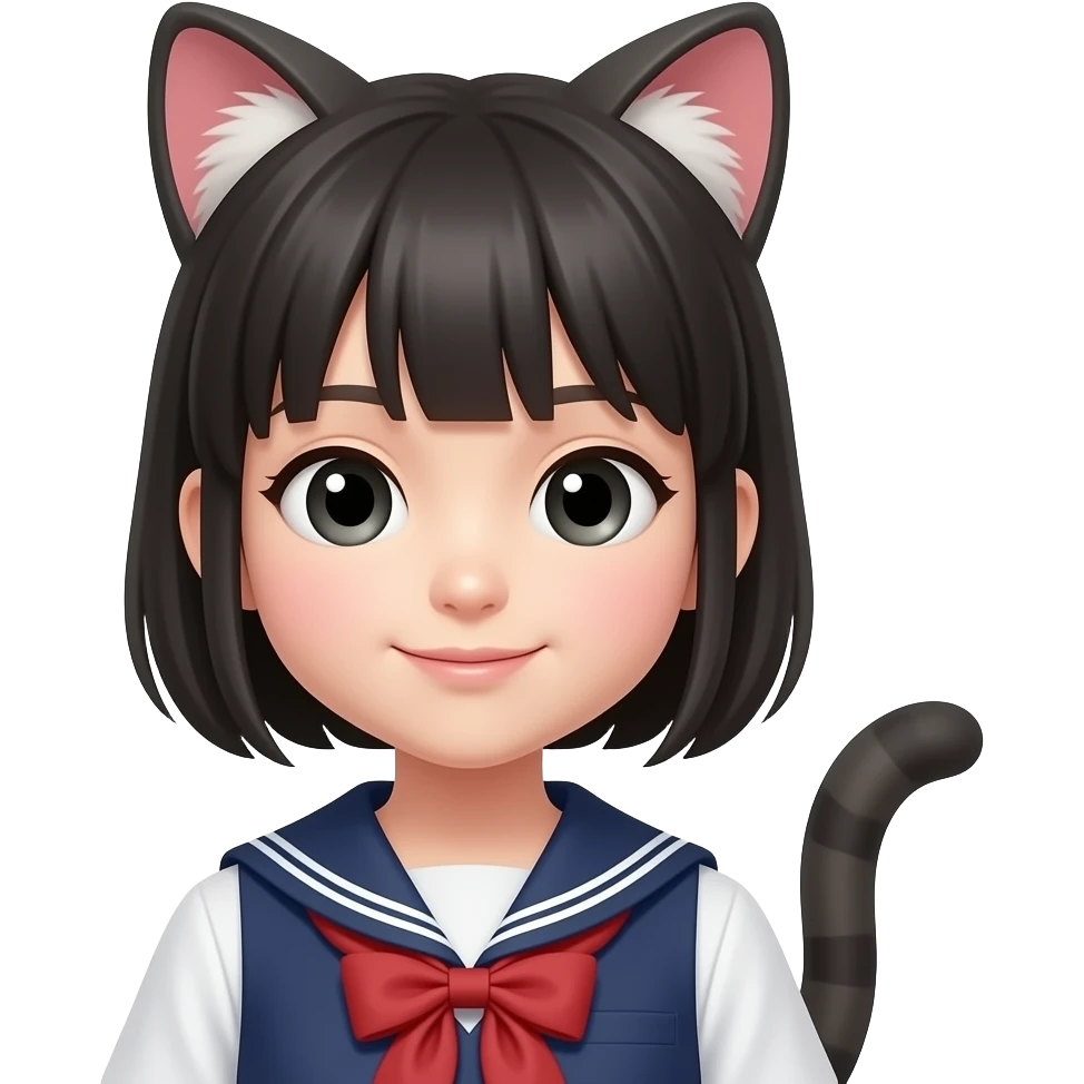 a japanese girl with cat ears &tale emoji