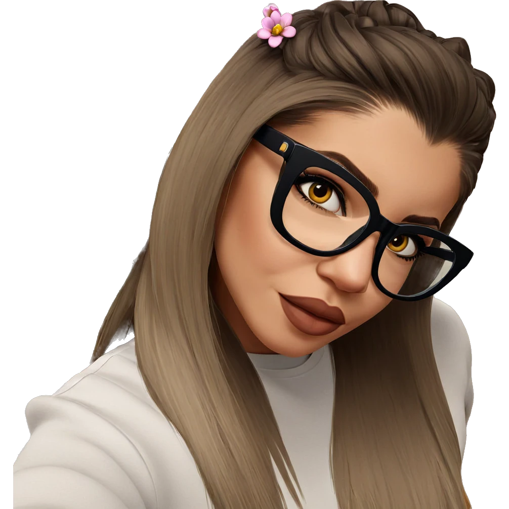 girl with glasses and flowers emoji