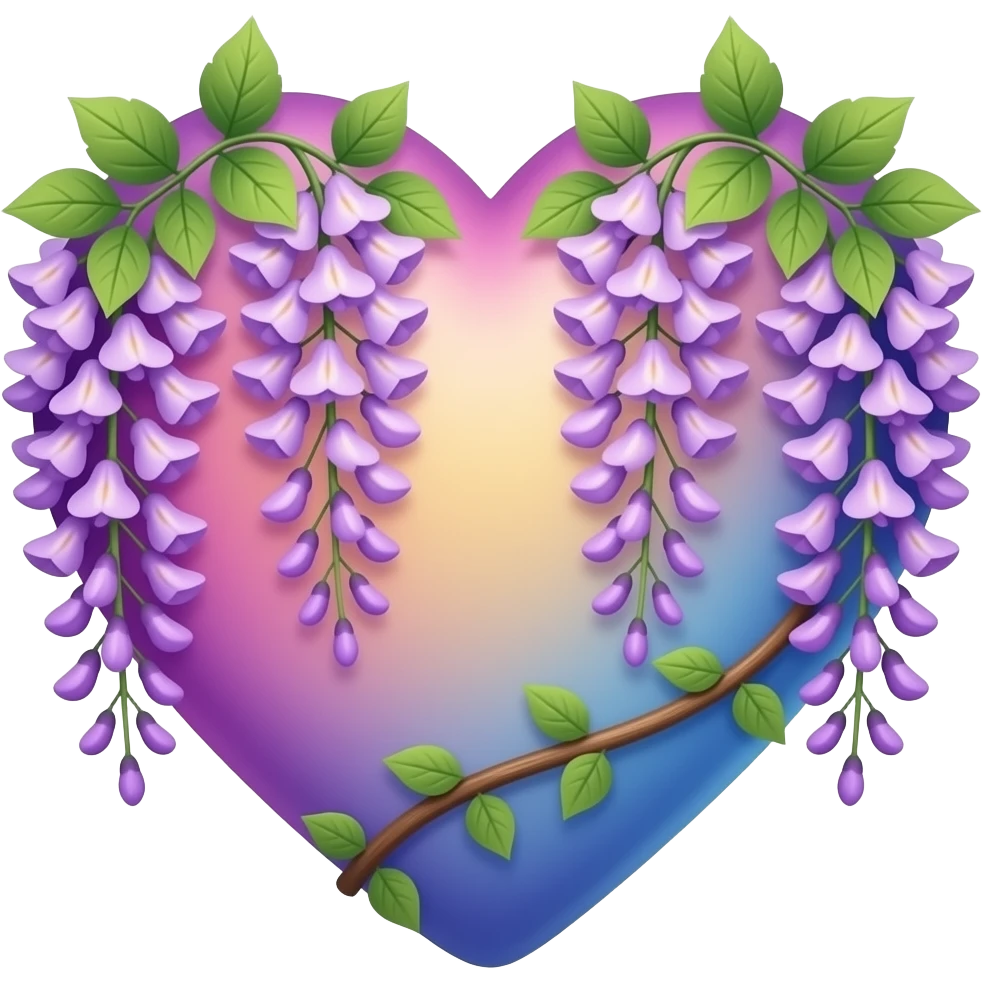Wisteria and Malibu multicolor heart emoji