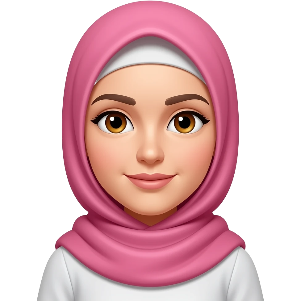 اريدها ترتدي حجابا ورديا وبشرة بيضاء وعيون عسلية emoji