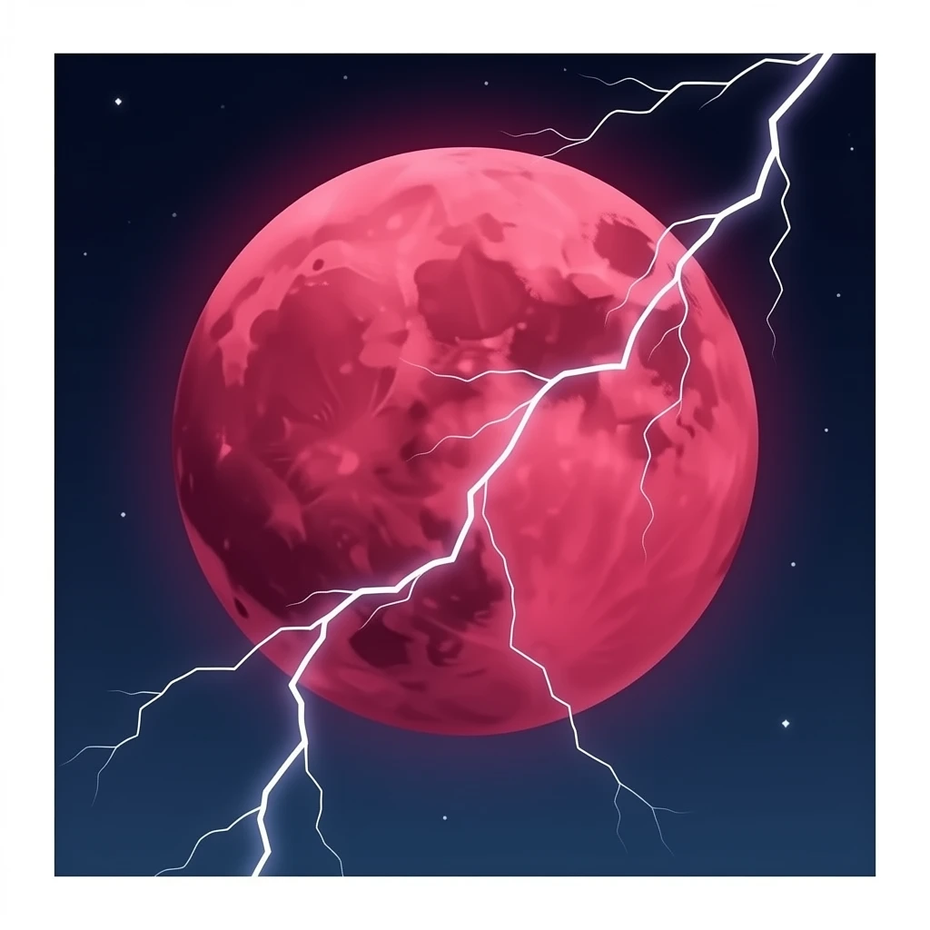 red moon and lightning(dark magic) emoji