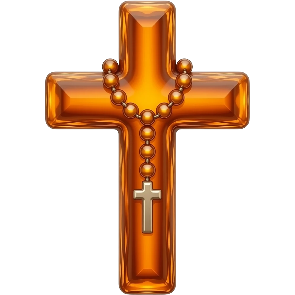 cruz sagrada dark orange  vidro brilhante com rosário dark orange vidro brilhante emoji