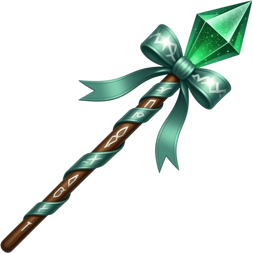Green Ribboned green magic wand emoji