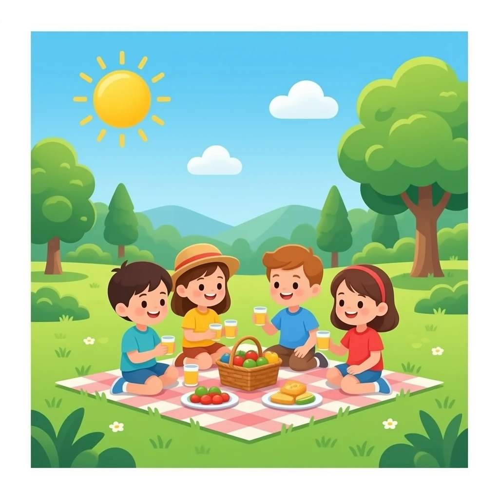 kids are having a picnic in the park emoji