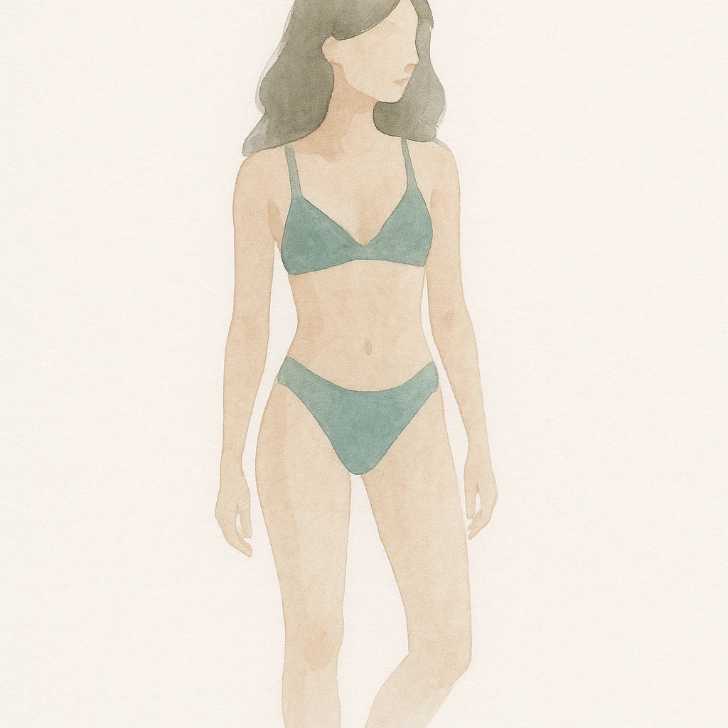 woman in bikini posing as a model, simple background emoji