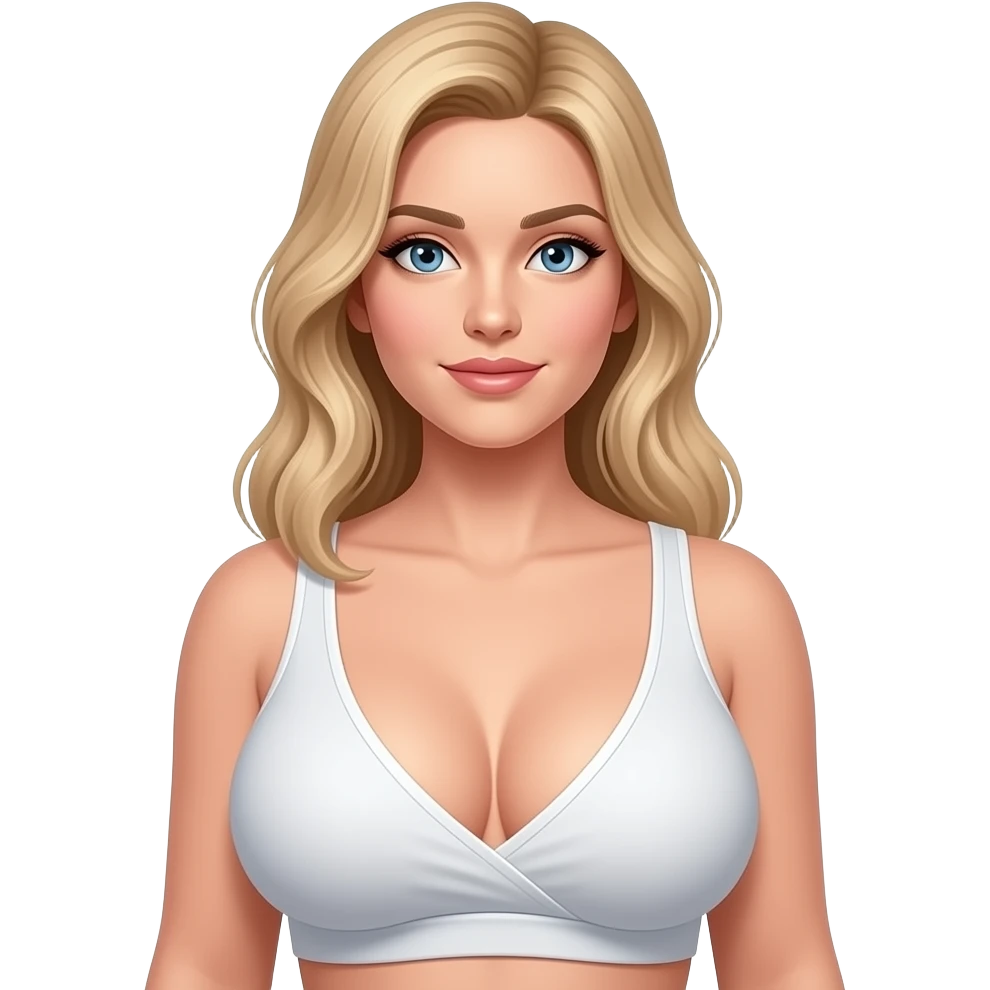Far away Blonde standing woman with bigger boobs emoji