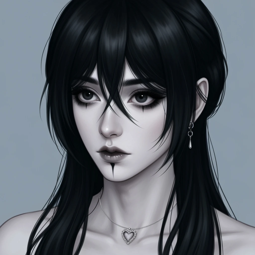 goth profile picture with a heart accent, cute, expressive, minimal, variation 4 emoji