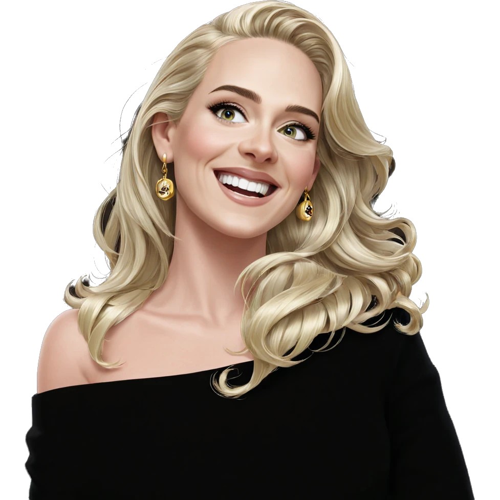 blonde girl with jewelry smile emoji