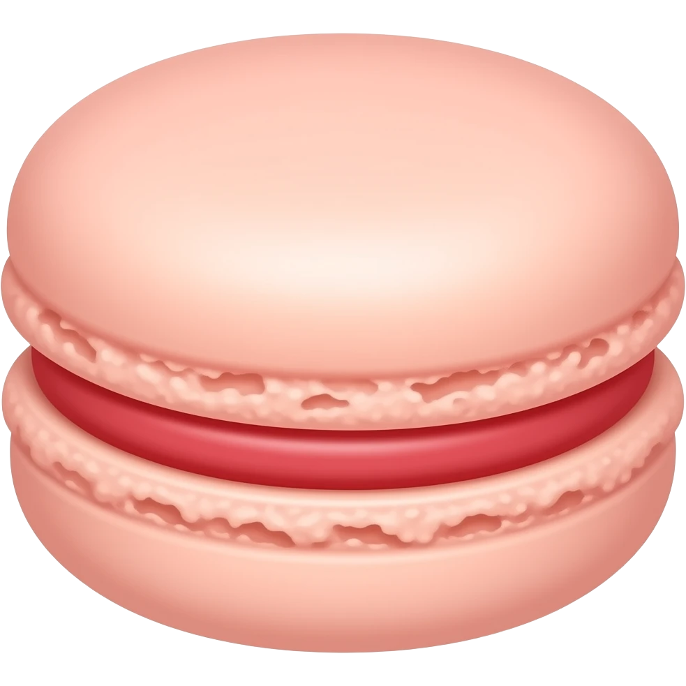 a pastel macaron with a slightly lighter red filling emoji