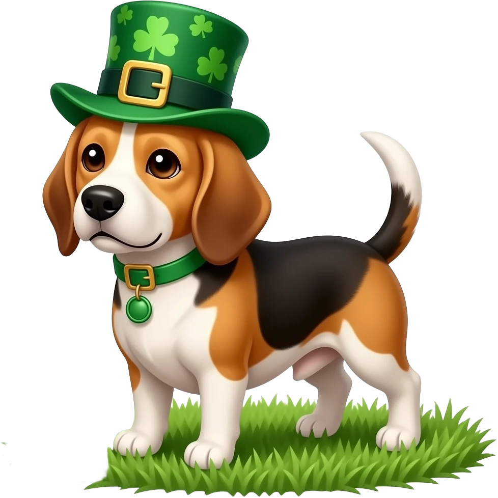 Beagle dressed for St Patrick’s day emoji
