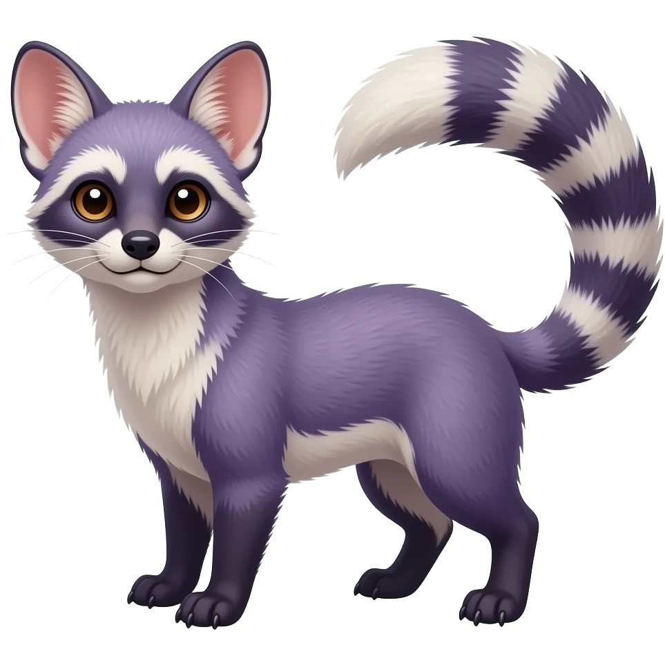 Purple genet-Fossa-civet-Feli-mustelid-creature-hybrid, full body emoji