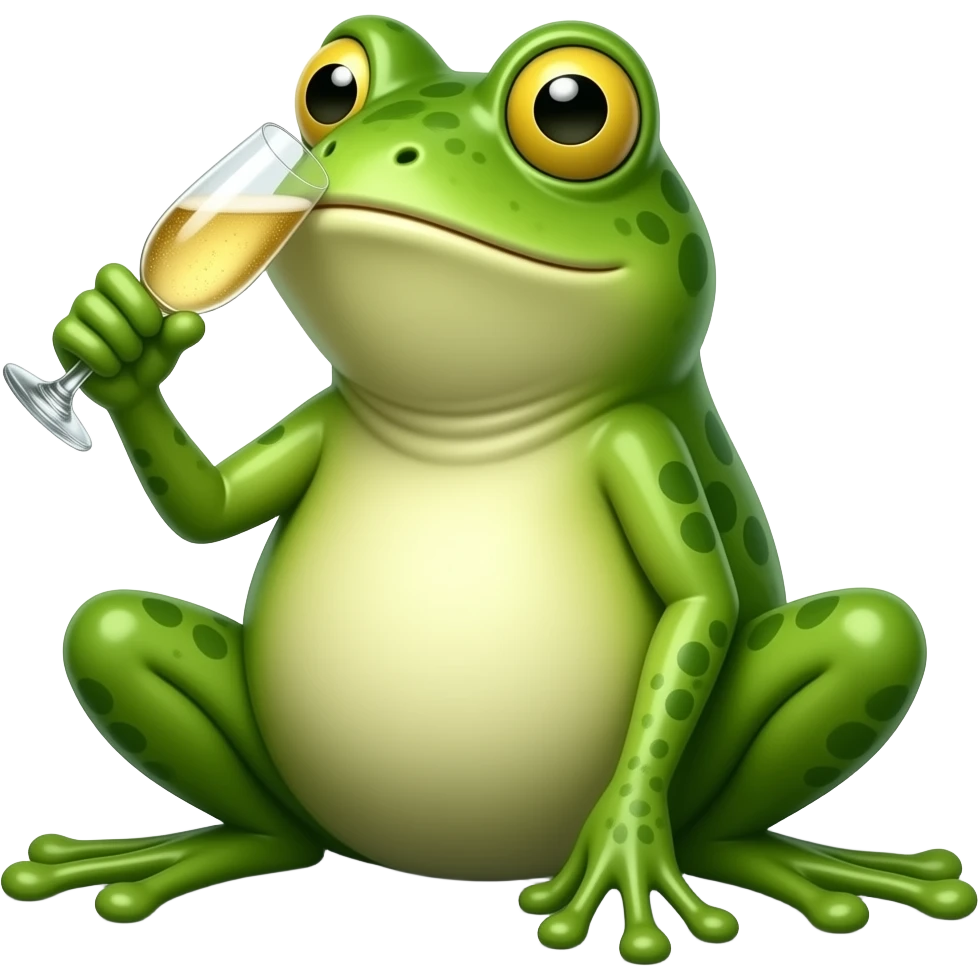 frog drinking champagne emoji