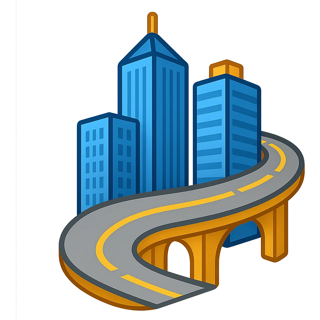 

Сделай детализированное емодзи - небоскребы а рядом дорога-мост, чтобы емодзи олицетворял слово ИНФРАСТРУКТУРА. Дорога может как то закручиваться вокруг небоскребов или просто.

Без фона, на пнг прозначном фоне emoji