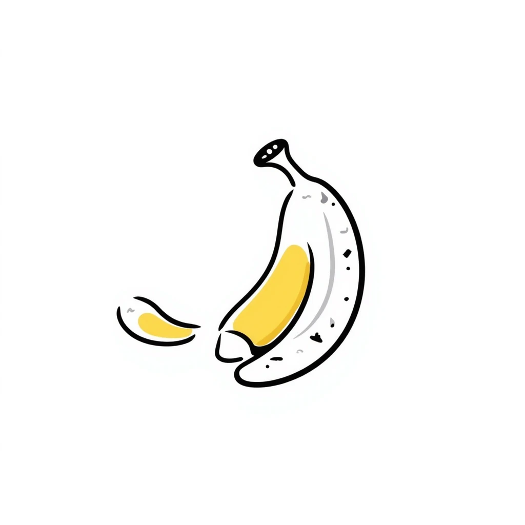 hand-drawn peeled banana showing yellow flesh emoji