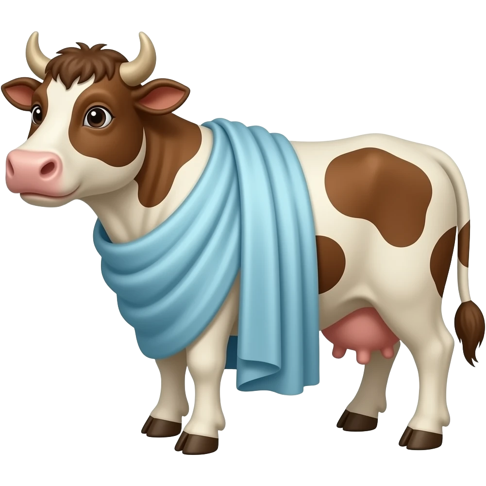 Cow in a toga with a glowing halo emoji