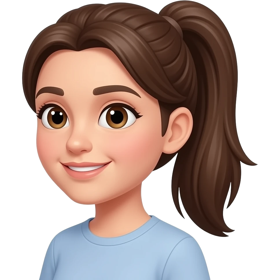 Brown pulled back pony tail emoji