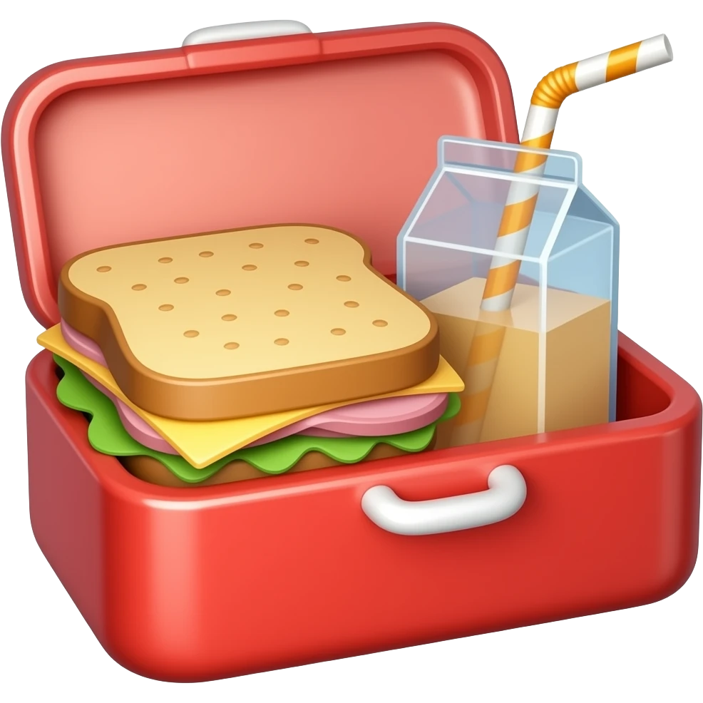 lunchbox with sandwich and juicebox with a straw emoji