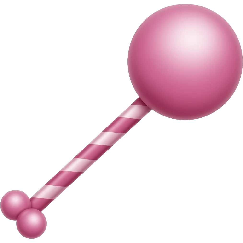 A pink stick with two bals on bottom and one ball one the top emoji