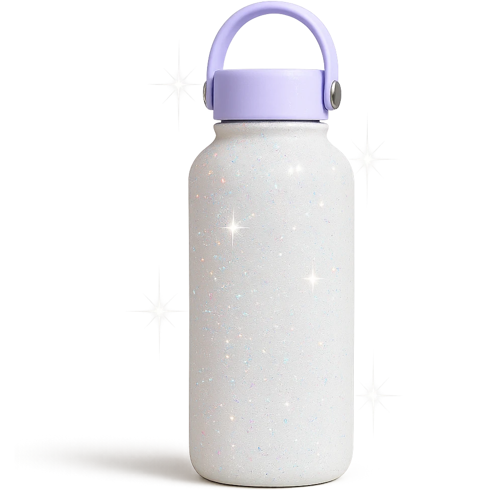 white sparkly pastel water bottle emoji