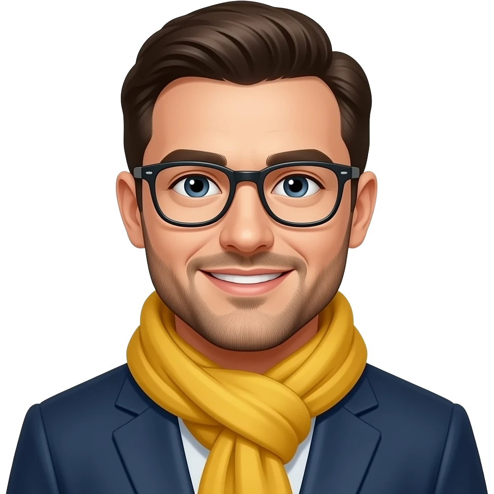 man with Yellow Scarf and Glass emoji