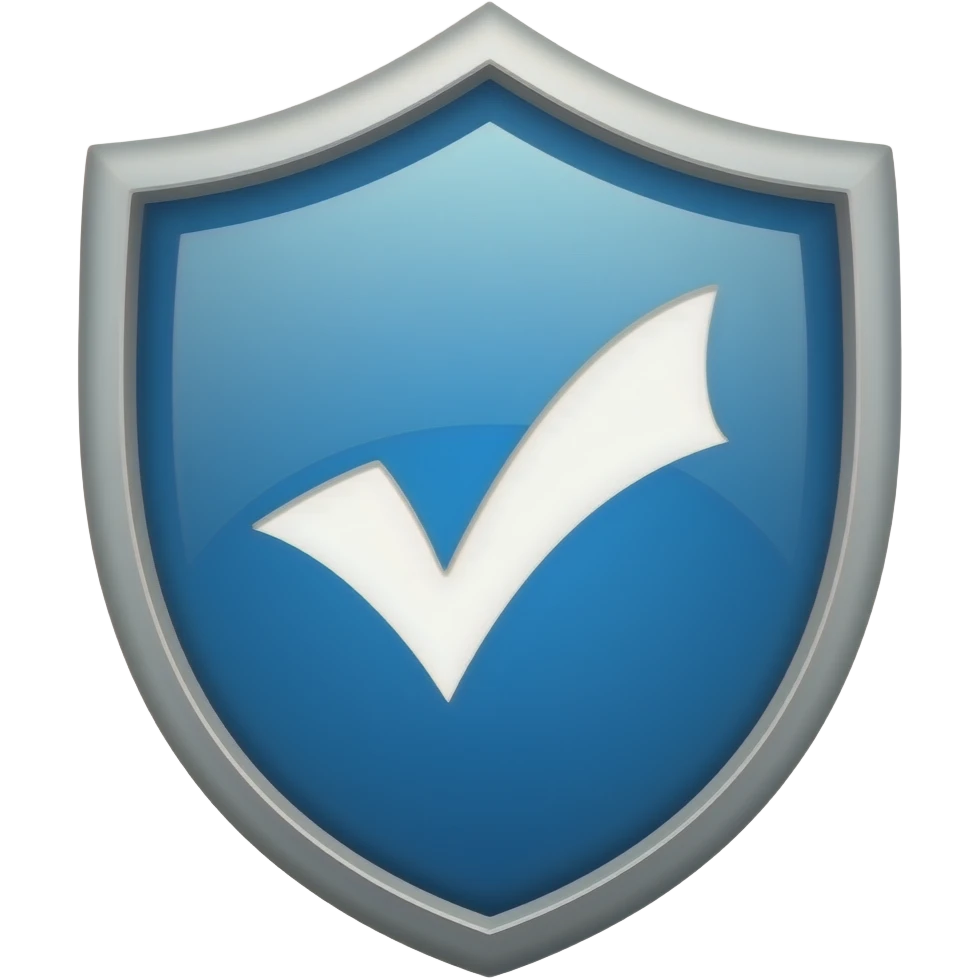 Make a blue shield white outline white tick emoji