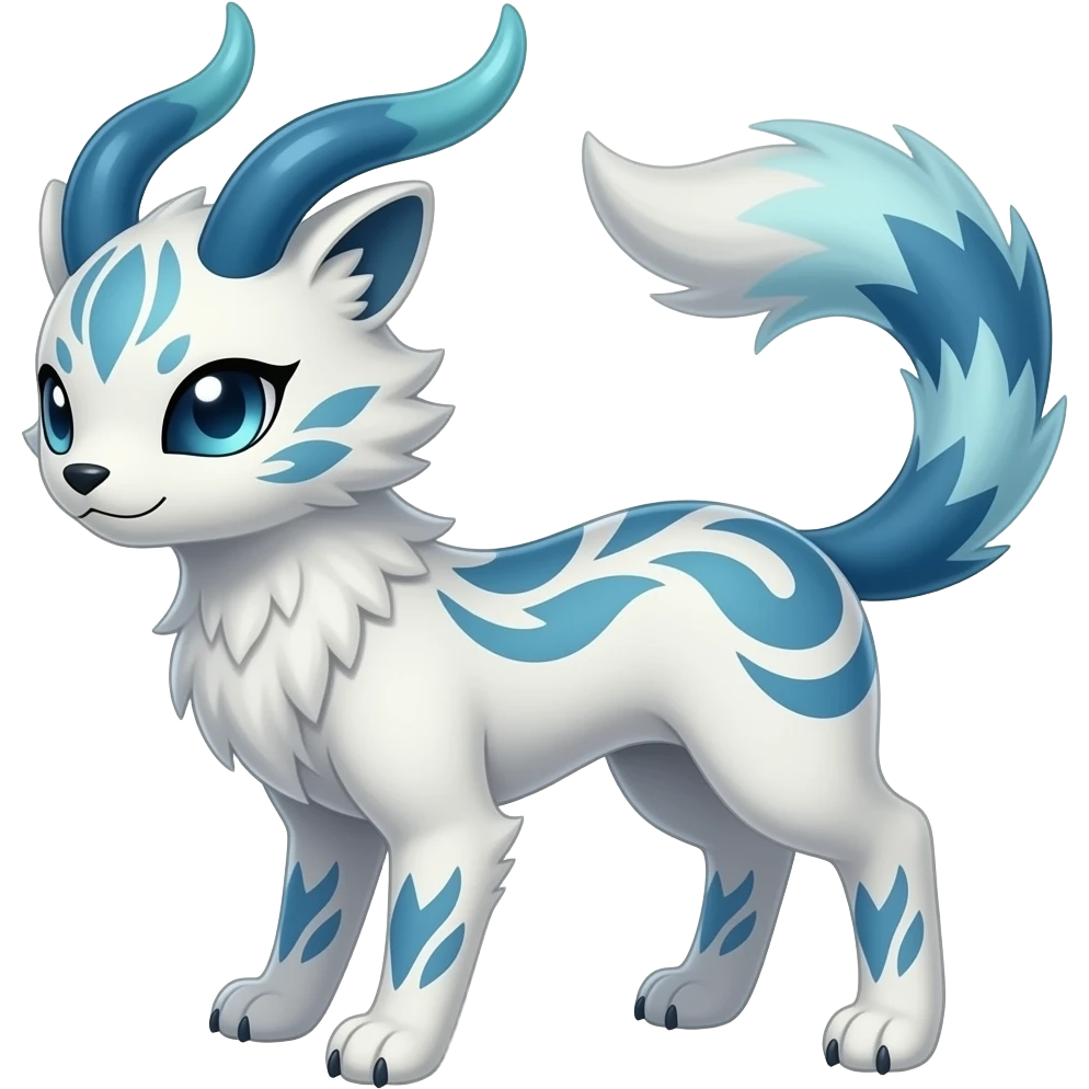 paisley-patterned Short-legged quadrupedal elegant oriental feral painted Absol-Glaceon-Sylveon-animal-Fakémon-fusion-hybrid-creature emoji