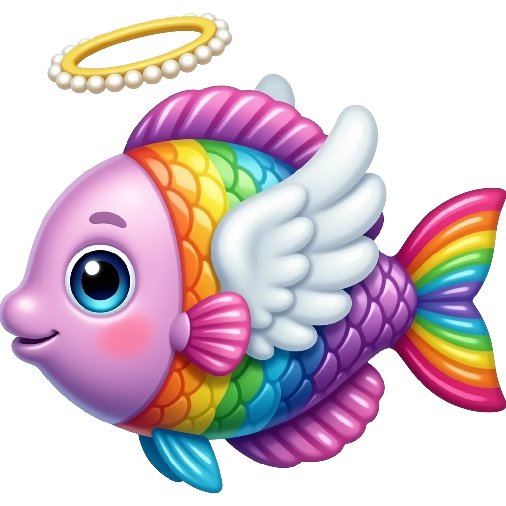 Lisa frank sparkly rainbow angel fish with pearls emoji