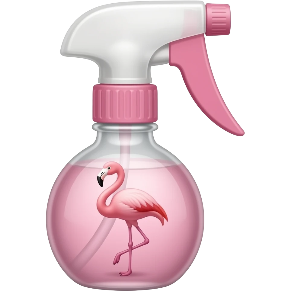 Spray frasco rosa estampado com um 🦩 emoji