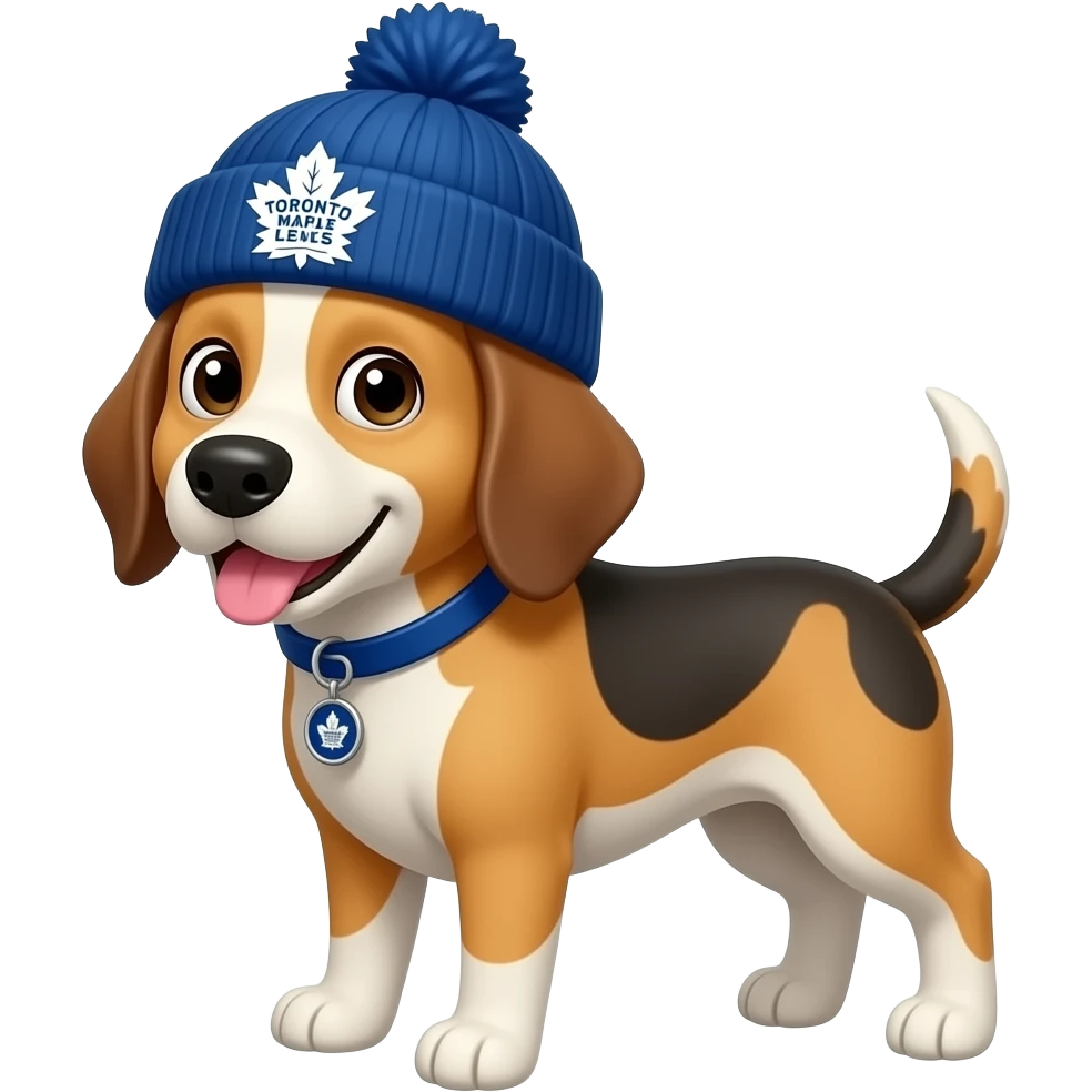Dog wearing a Toronto Maple leafs hat emoji