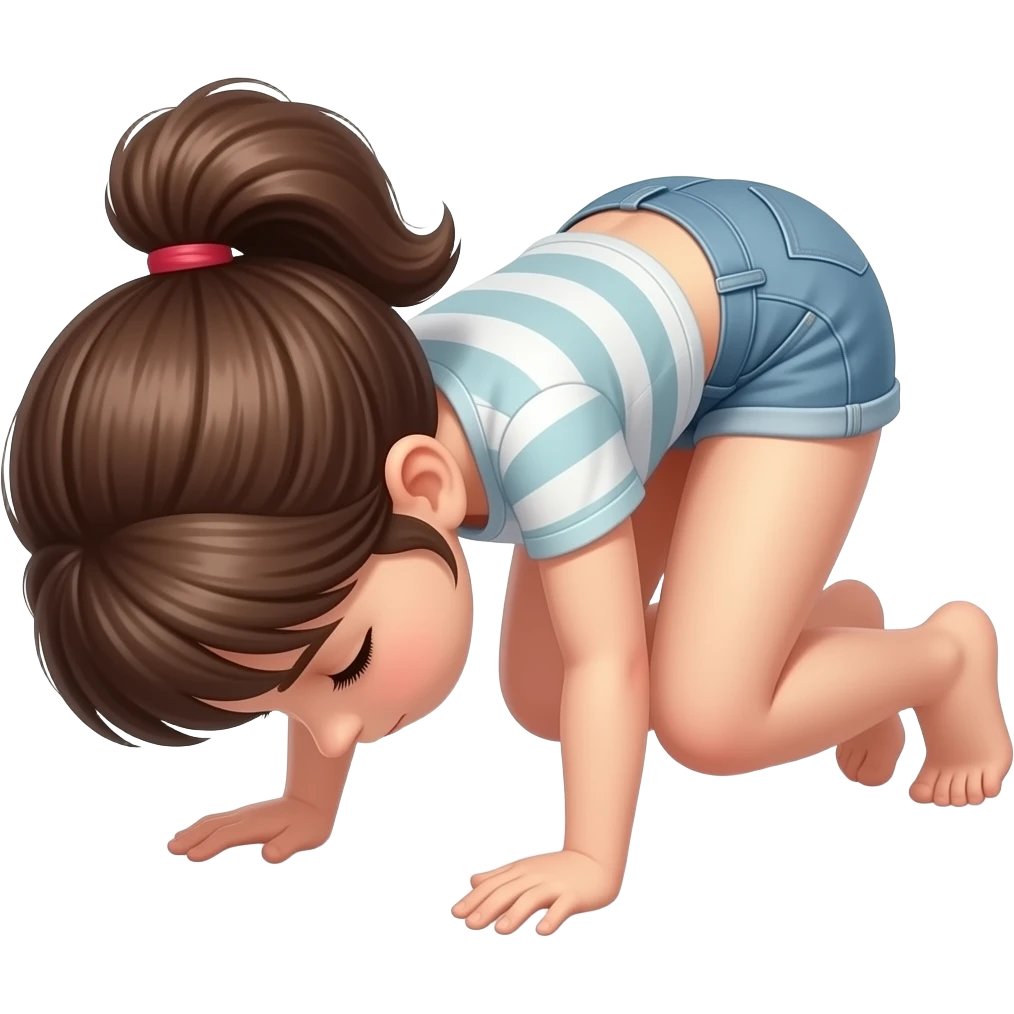 Girl on all fours with head down and with no pants bending over emoji