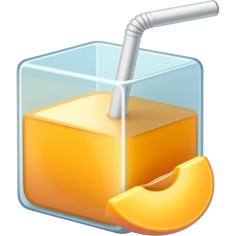 un juguito de durasno en una cajita emoji