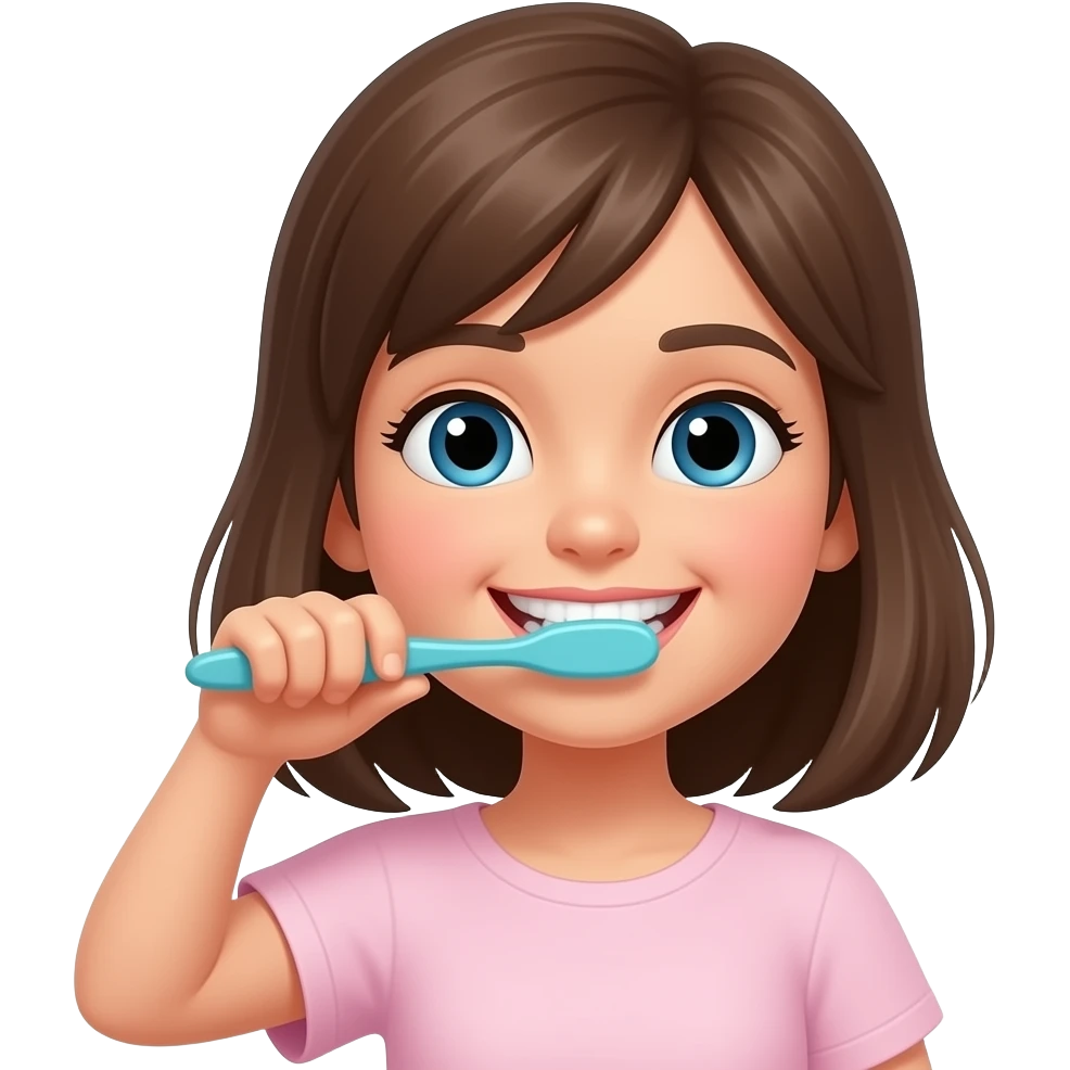 Niña cepillandose los dientes emoji
