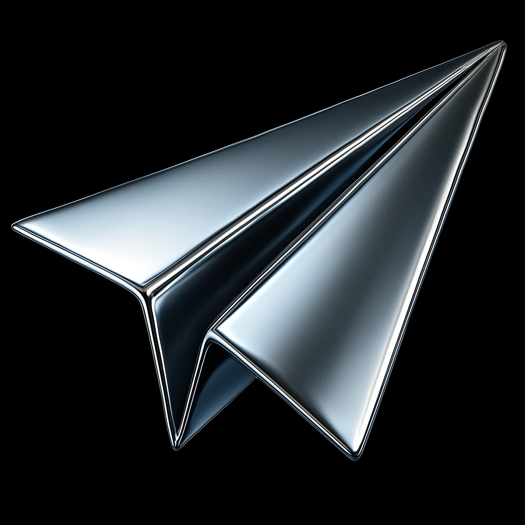 paper airplane in chrome style colorful emoji