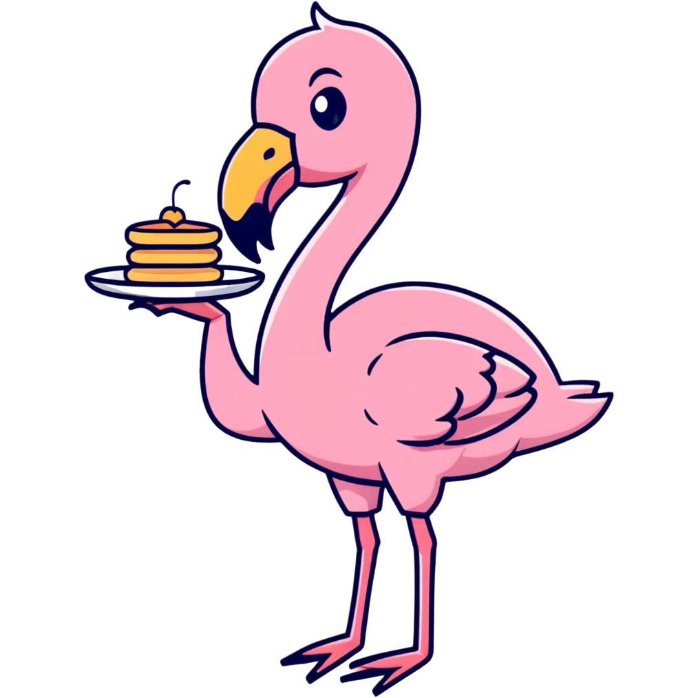 flamingo with a pancake emoji