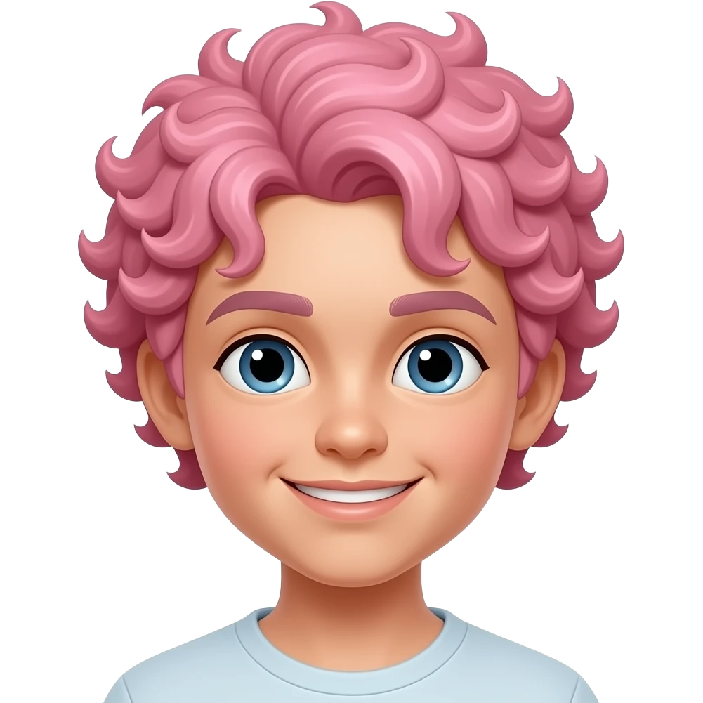 boy with curly pink hairs close up emoji