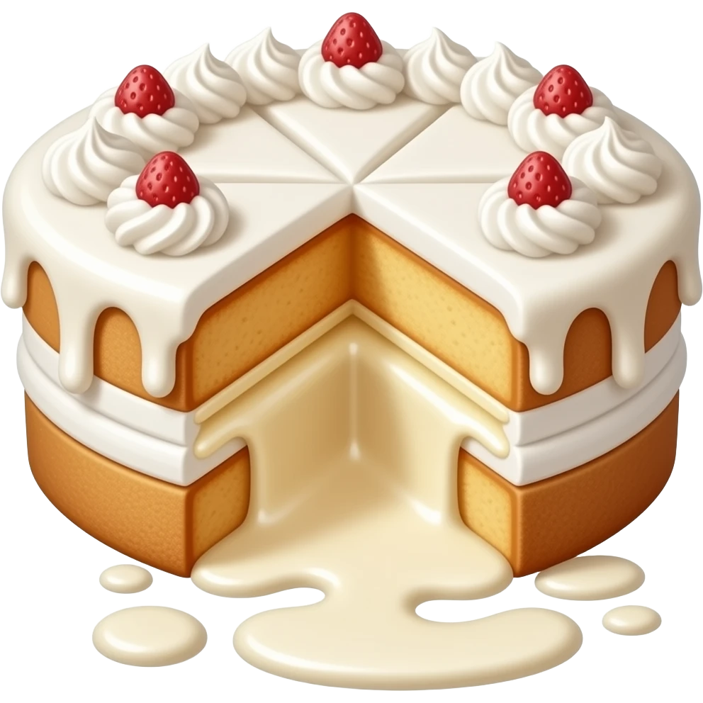 A cake with cream inside leaking out emoji