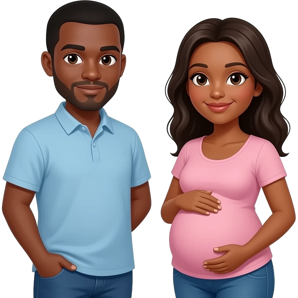 Pregnant medium dark man;  with black woman emoji
