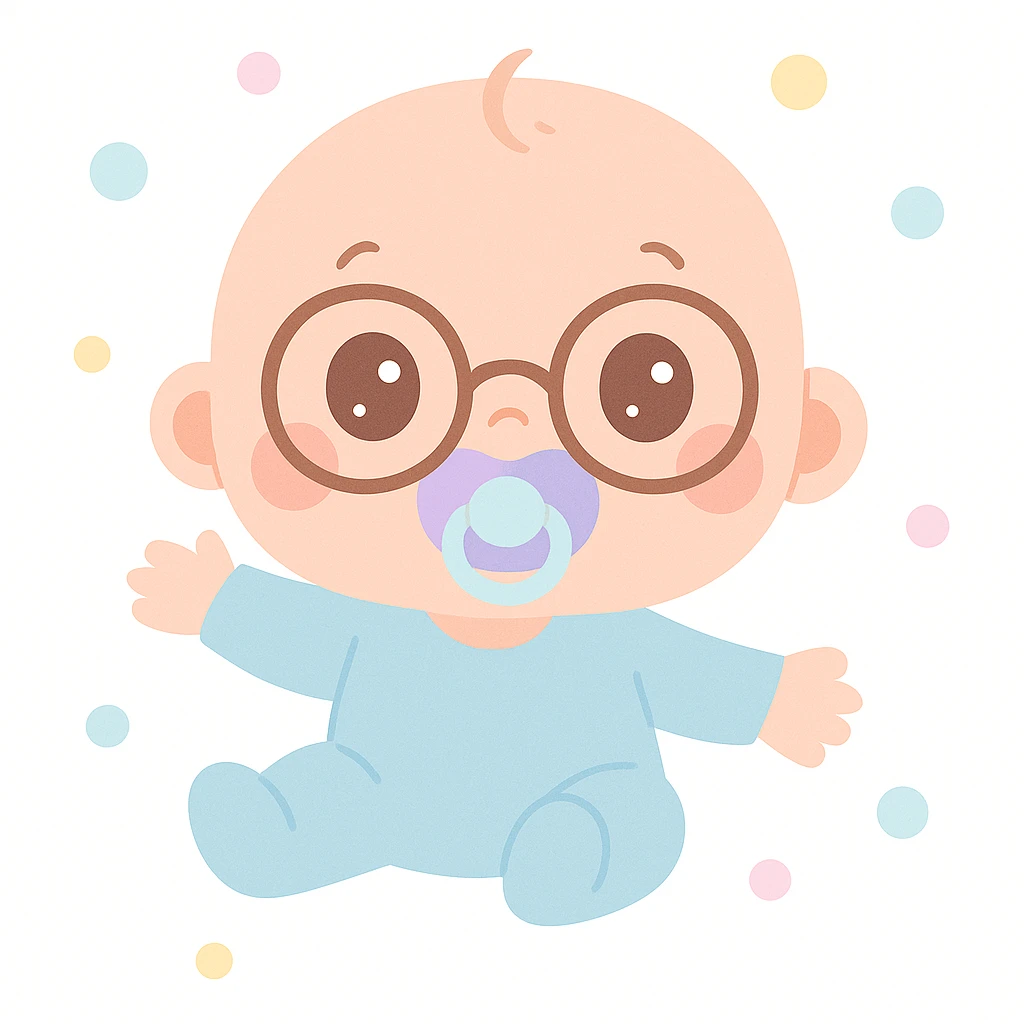 Add eyeglasses to the baby in the image. emoji